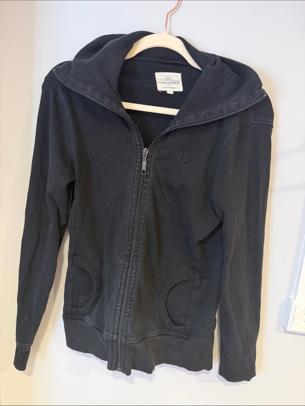 Banana Republic Black Full-Zip Bomber Hoodie Jacket